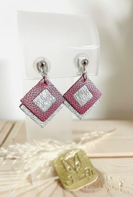 Boucles d'oreilles Clips Aquarelle Rose - Argent