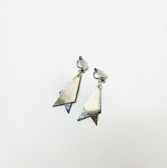 Boucles d'oreilles Clips Shark Argent-Or