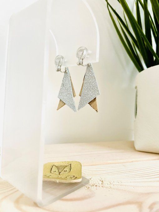 Boucles d'oreilles Clips Shark Argent-Or