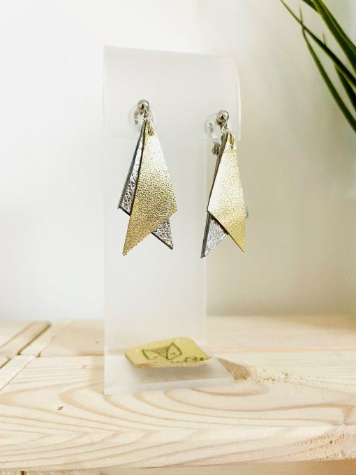 Boucles d'oreilles Clips Shark Argent-Or