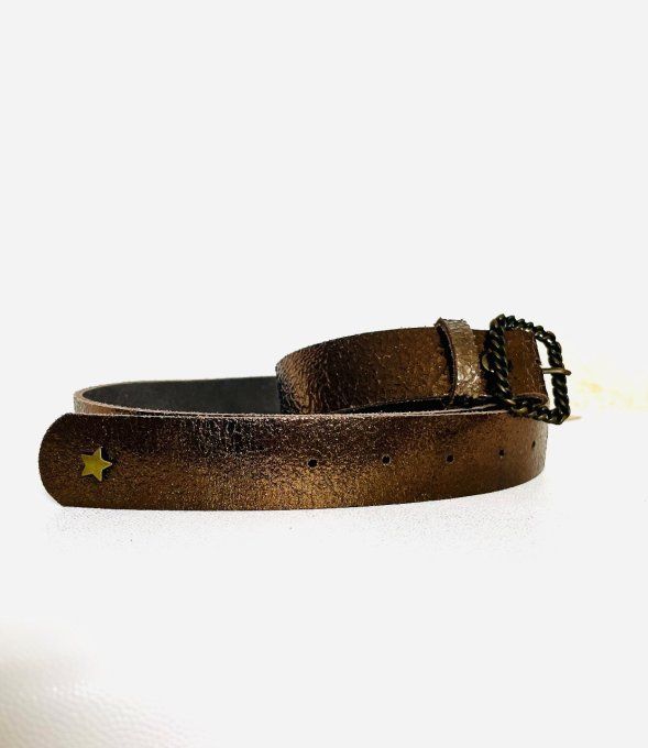Ceinture cuir Gourmette Marron