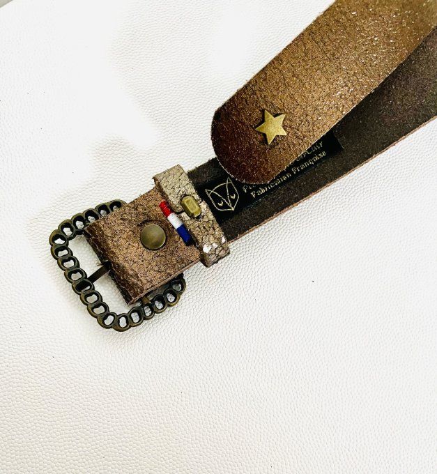 Ceinture cuir Gourmette Marron