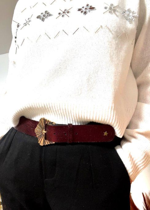 Ceinture cuir Sunia Rouge