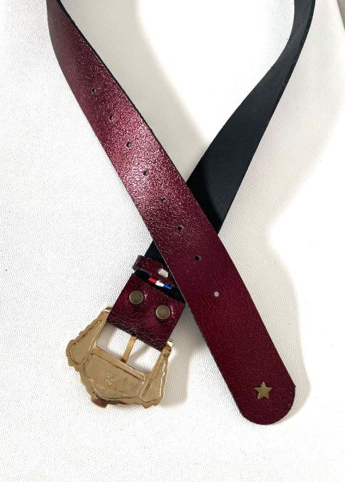 Ceinture cuir Sunia Rouge