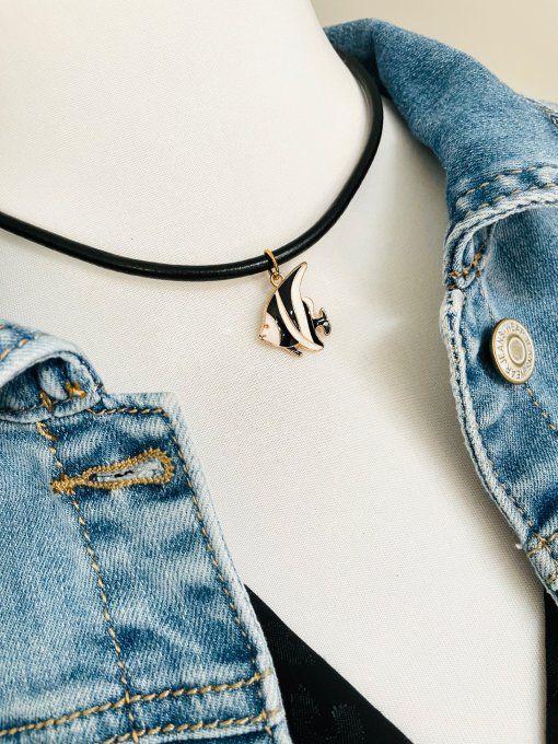 Collier Ras du cou Cuir Noir SNORK