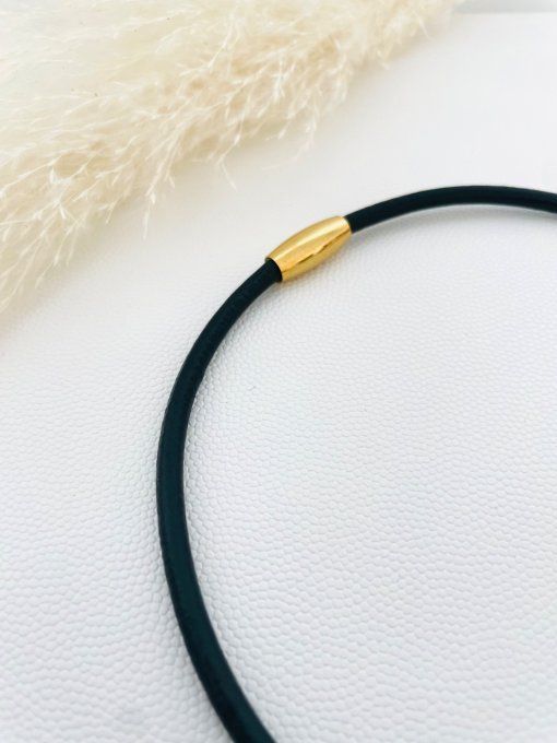 Collier Ras du cou Cuir Noir SNORK
