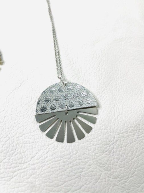 Collier Twist Cuir Réversible Argent - Or rose