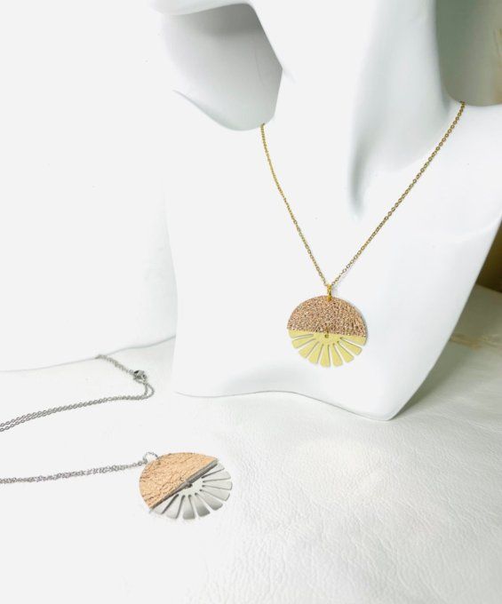Collier Twist Cuir Réversible Argent - Or rose