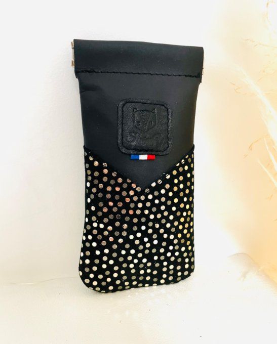 Etui à lunettes Noir Pois argentés