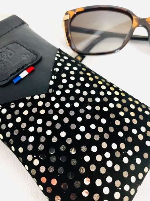 Etui à lunettes Noir Pois argentés