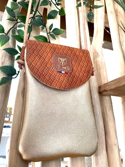 Pochette Smarty Champagne Marron effet tressé