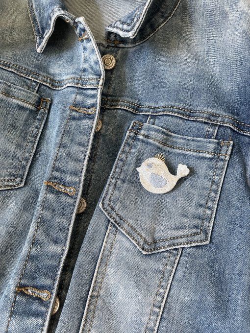 Broche PIOUPIDOU Argent Bleu