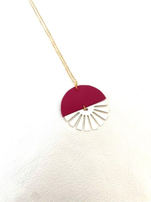Collier Twist Cuir Réversible Fuchsia