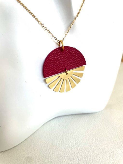 Collier Twist Cuir Réversible Fuchsia