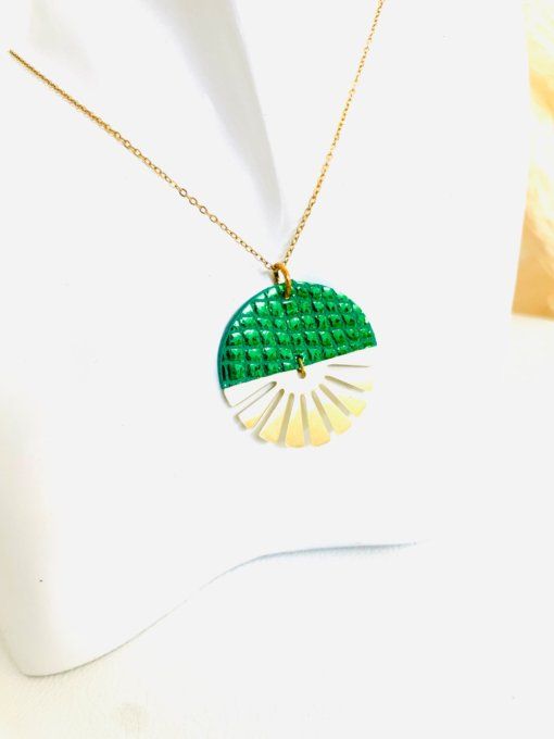 Collier Twist Cuir Réversible Vert