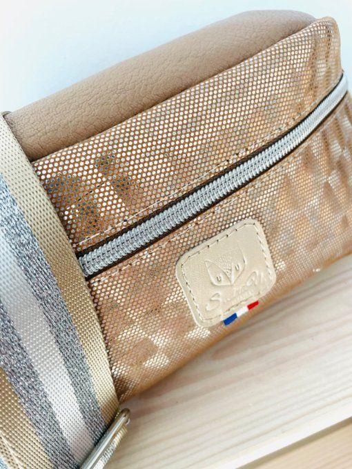 Sac Banana cuir Beige argenté