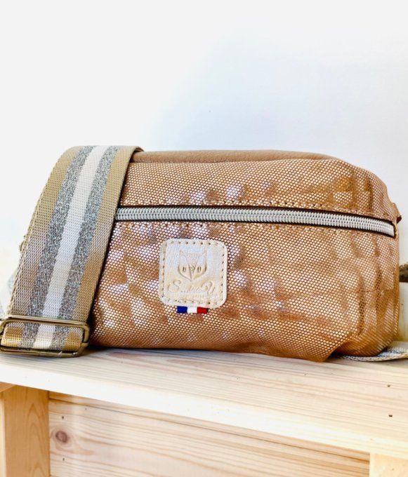 Sac Banana cuir Beige argenté