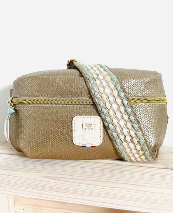 Sac Banana Beige effet tressé
