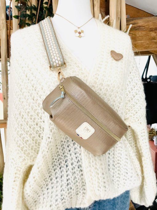 Sac Banana Beige effet tressé