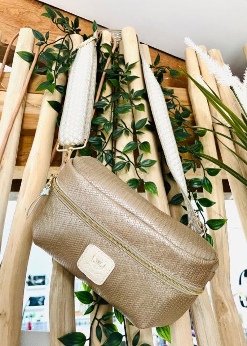 Sac Banana Beige effet tressé
