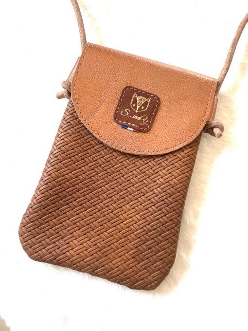 Pochette Smarty Marron Cuivre effet tressé