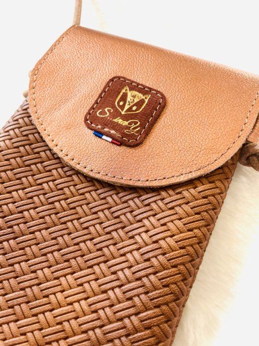 Pochette Smarty Marron Cuivre effet tressé