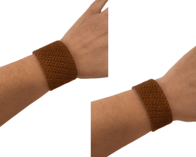 Bracelet Misti - Cuir effet tressé Fauve - 2 largeurs au choix
