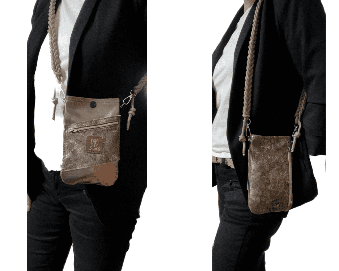 JUSTY Pochette Portefeuille Taupe Argenté