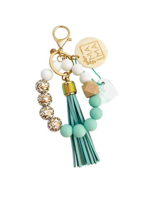 Bijou de sac - Porte-clés Perles Mama Vert d'eau
