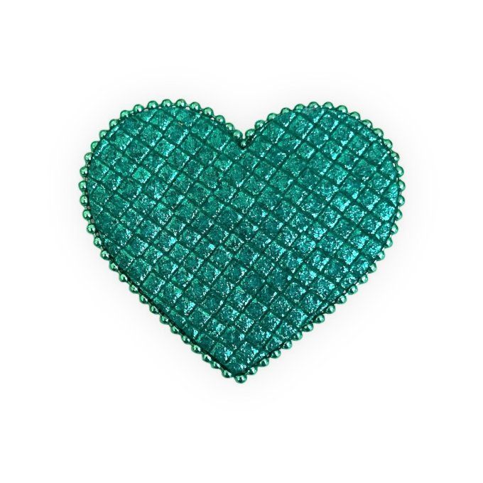 Broche Coeur perlée Vert