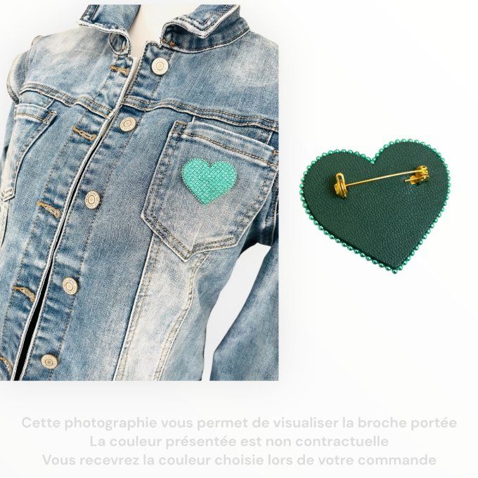 Broche Coeur perlée Vert