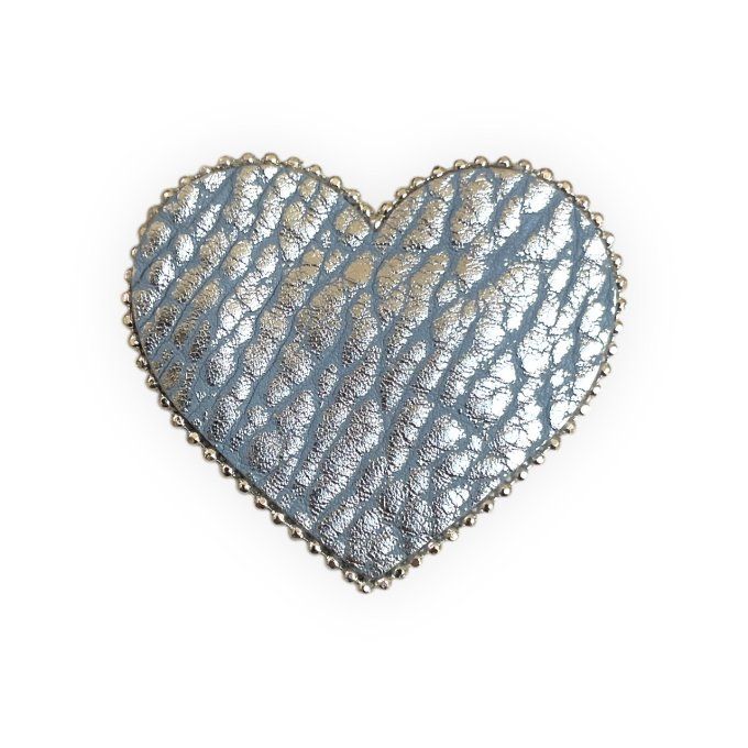 Broche Coeur perlée Bleu