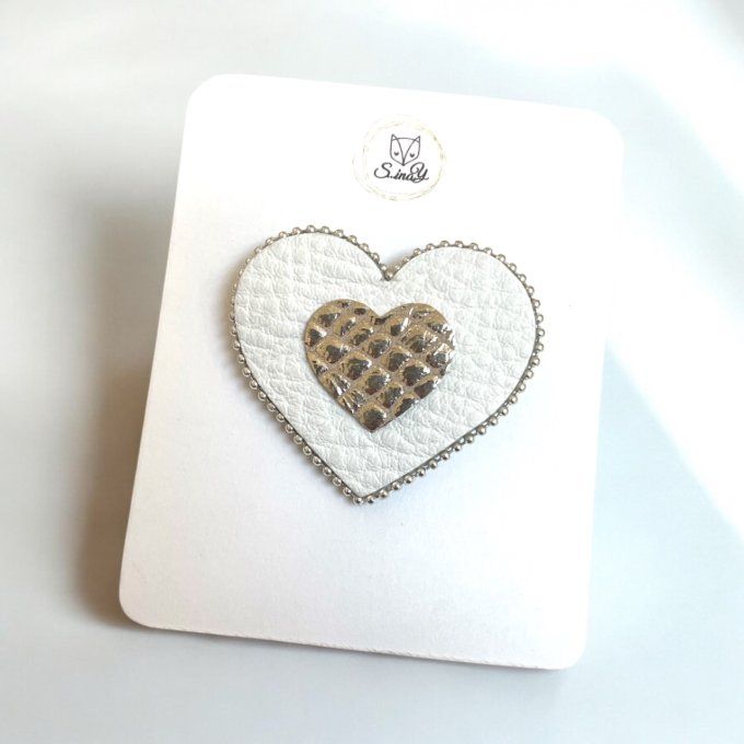 Broche Coeur perlée Blanc