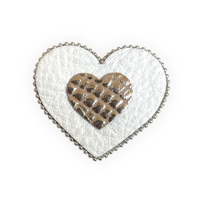 Broche Coeur perlée Blanc