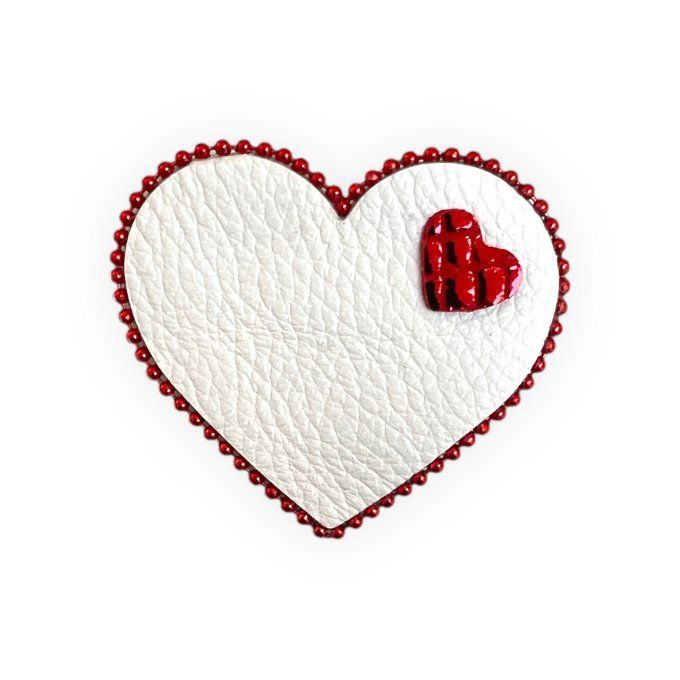 Broche Coeur perlée Blanc