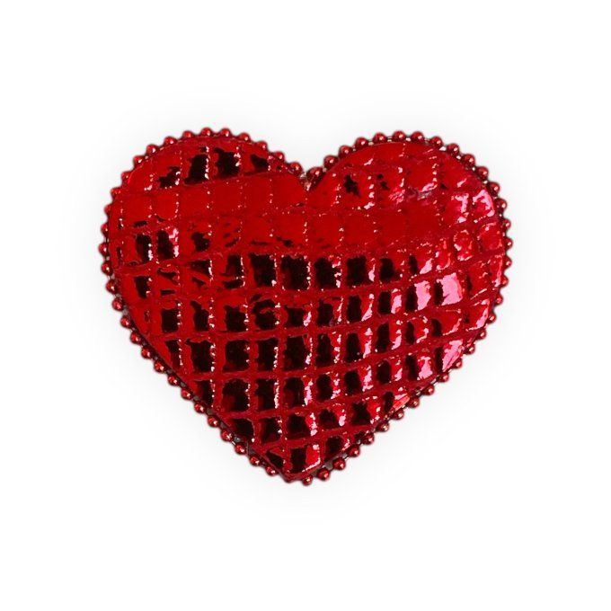 Broche Coeur perlée Rouge
