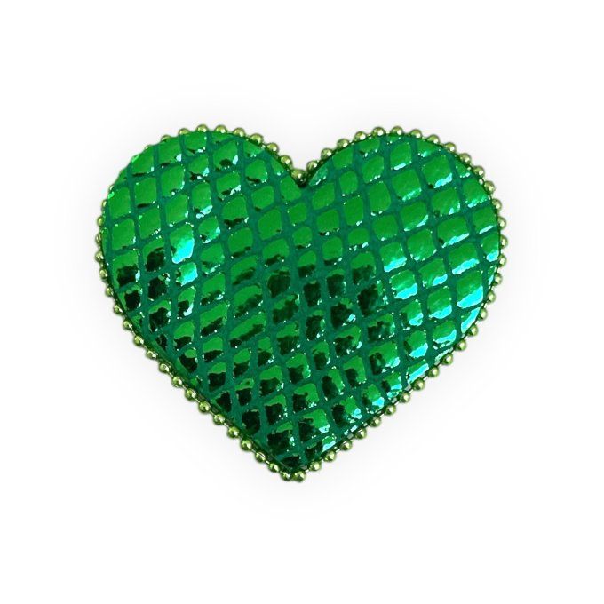 Broche Coeur perlée Vert