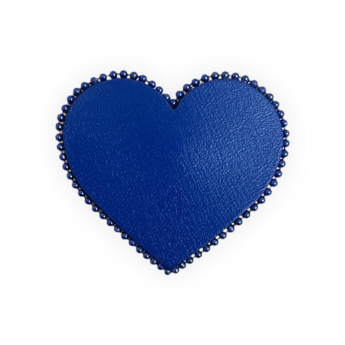 Broche Coeur perlée Bleu