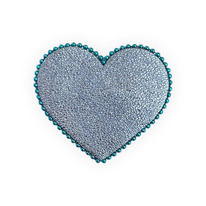 Broche Coeur perlée Bleu