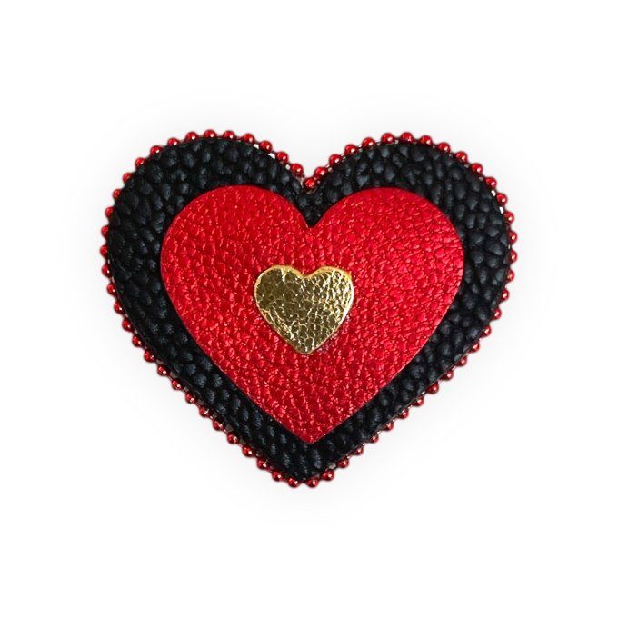 Broche Coeur perlée Rouge