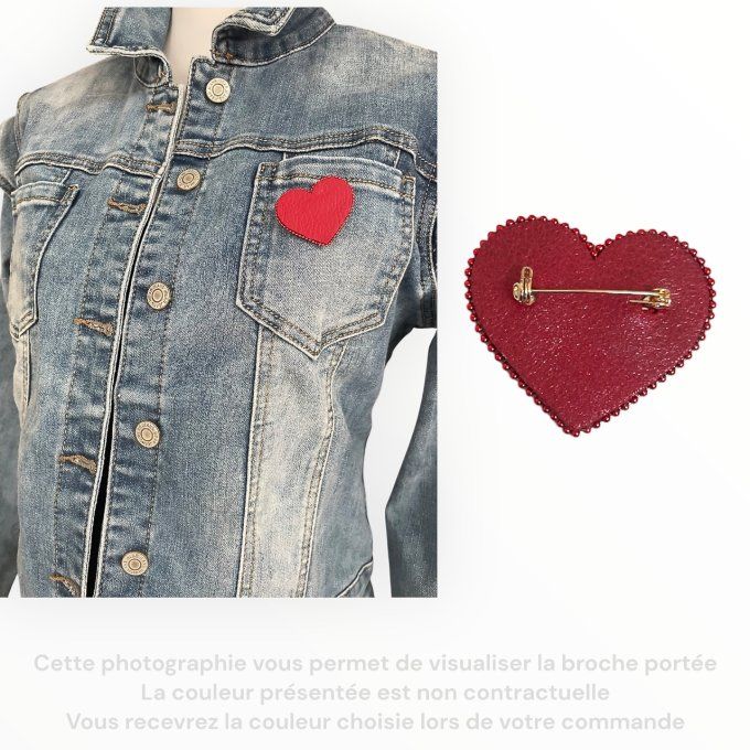 Broche Coeur perlée Rouge