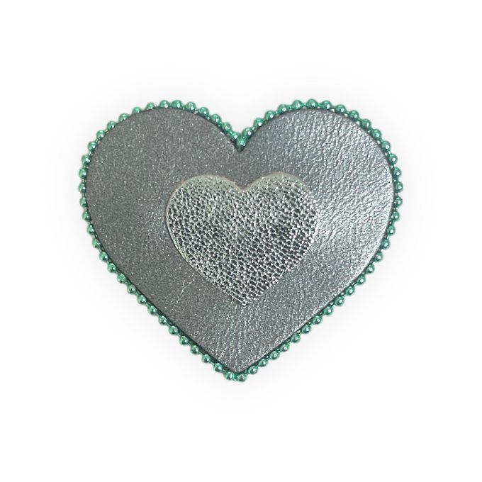 Broche Coeur perlée Vert