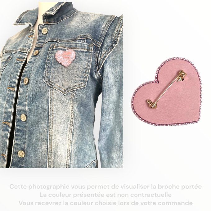 Broche Coeur perlée Rose