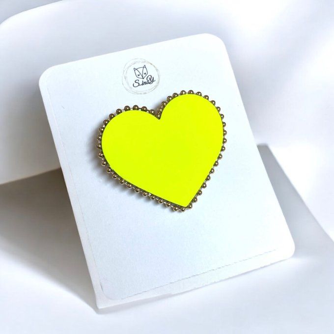 Broche Coeur perlée Néon