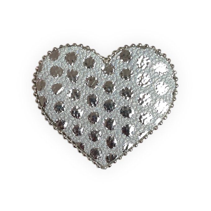 Broche Coeur perlée Argent