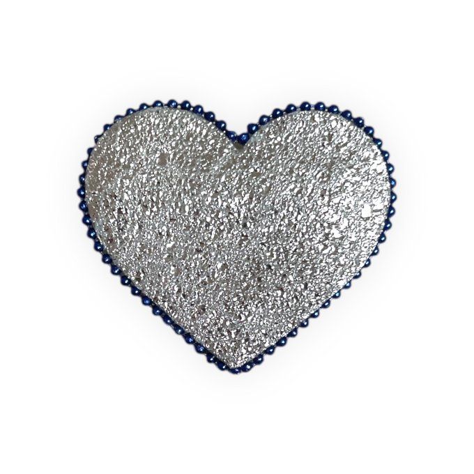 Broche Coeur perlée Argent
