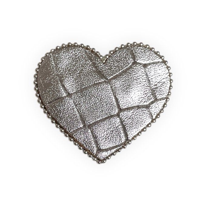 Broche Coeur perlée Argent