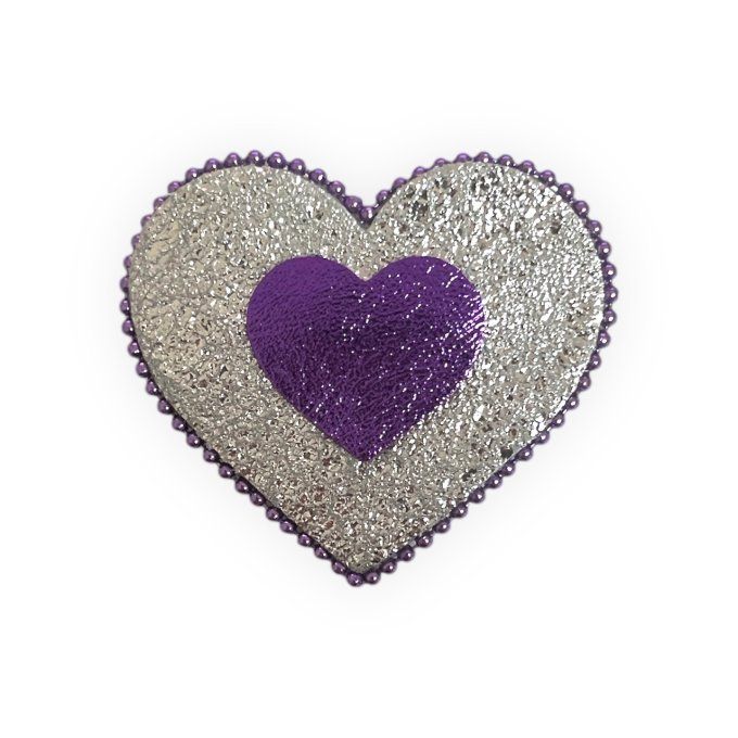 Broche Coeur perlée Argent
