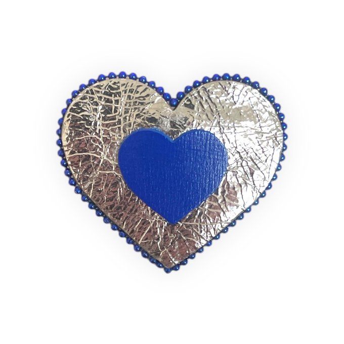 Broche Coeur perlée Argent