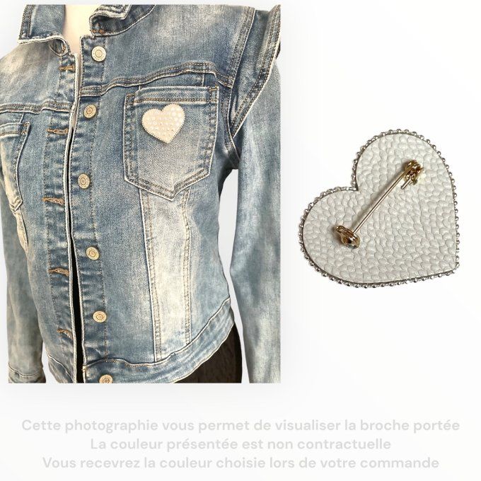 Broche Coeur perlée Argent